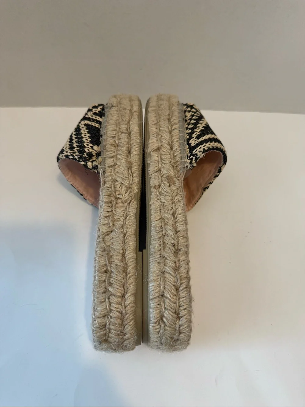 Manebi black/beige braided woven espadrille slide sandals geometric EU 38 US 7.5